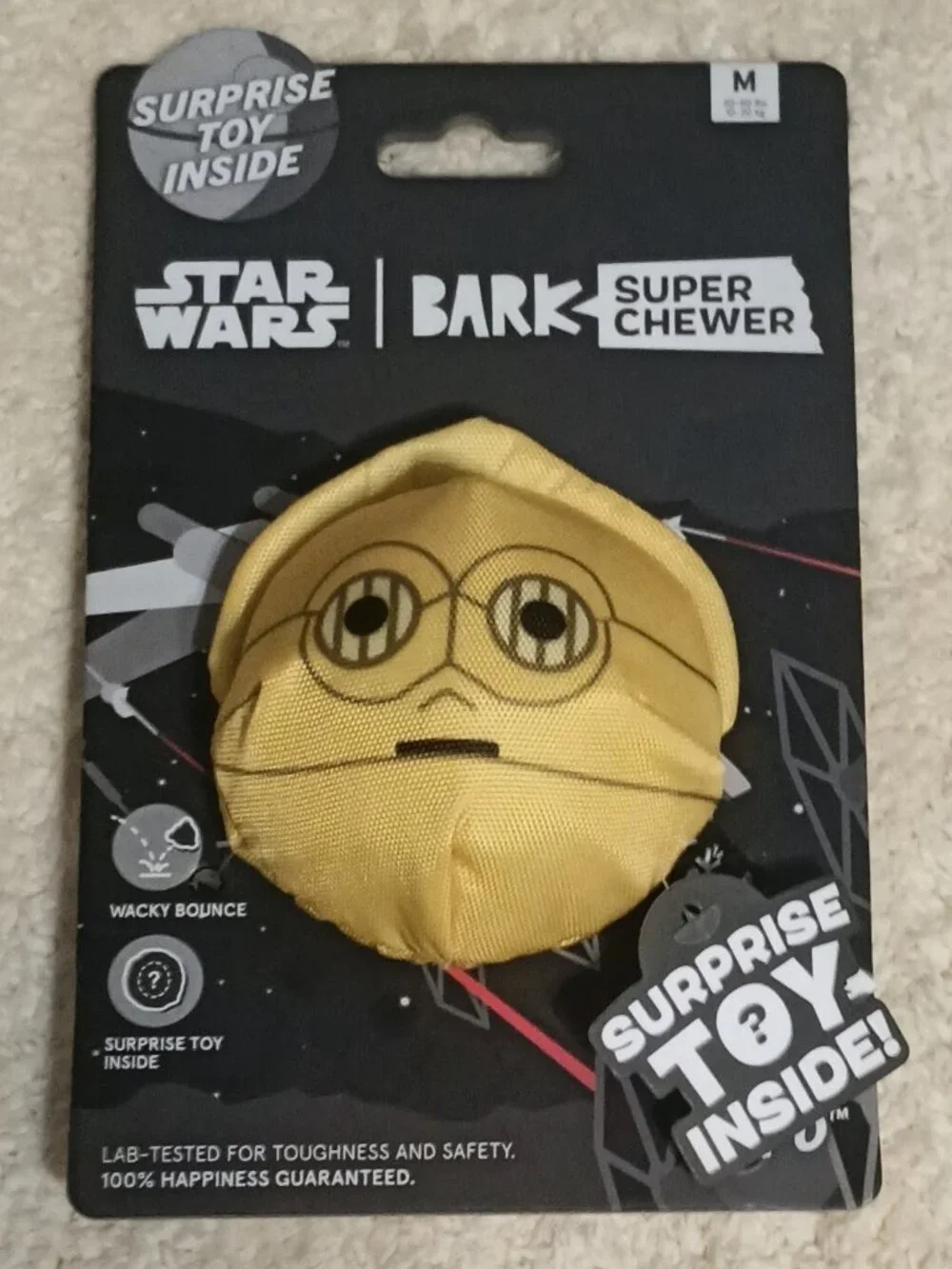 NWT~BARK Star Wars C-3PO Super Chewable Dog Toy for Medium-Sized Dogs 20-50 lbs.